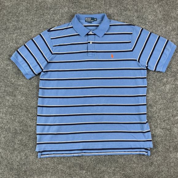 Polo Ralph Lauren Polo Mens Size 2XLT Blue Striped Short Sleeve Classic Fit - Picture 2 of 8